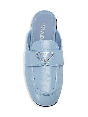 prada silver mules|prada naplak leather mules.